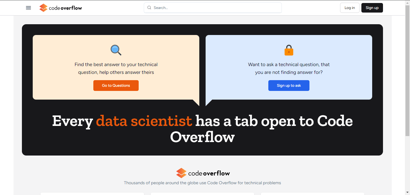 Code Overflow landing page
